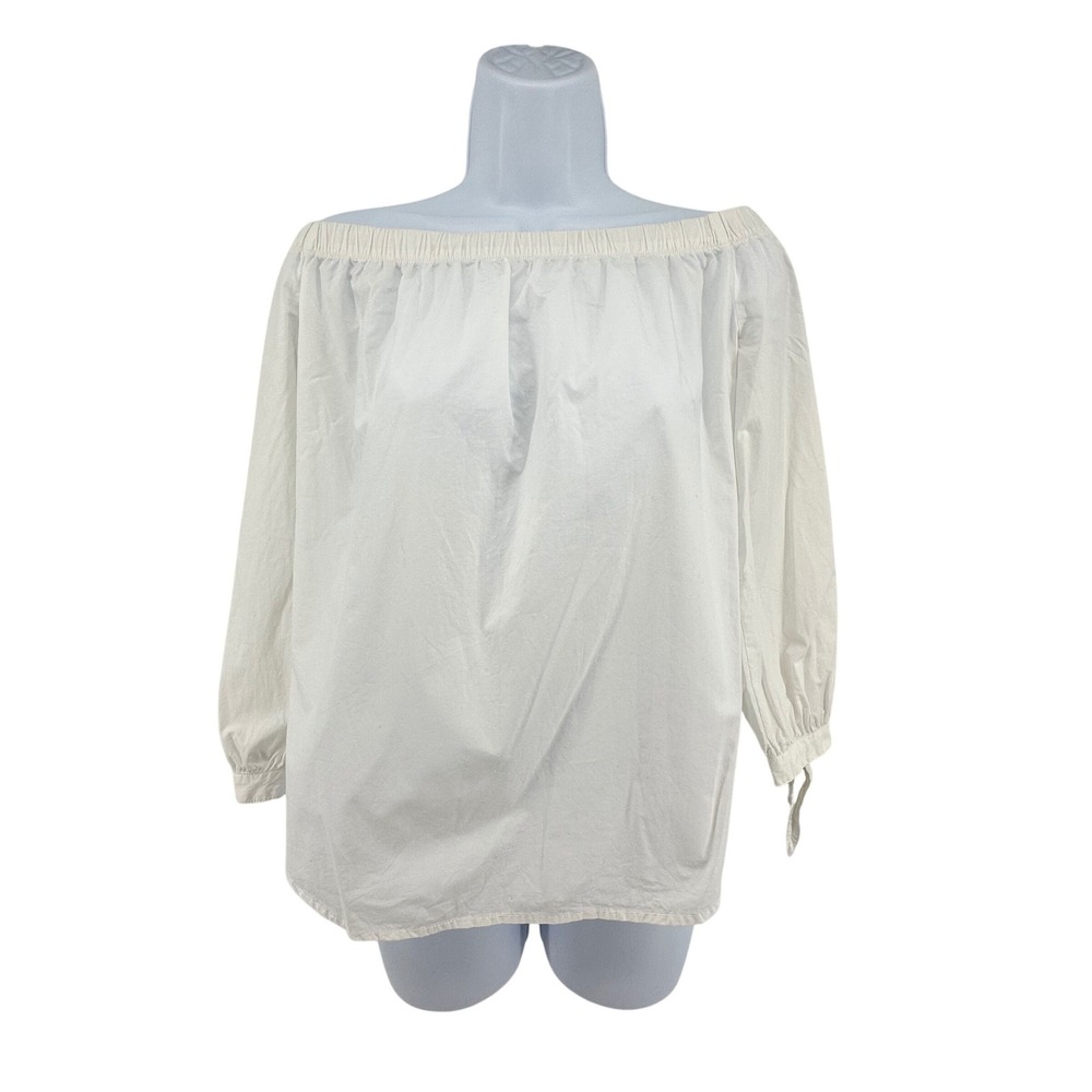 Abercrombie‎ & Fitch Off Shoulder Top Womens L White Peasant Boho Cottagecore